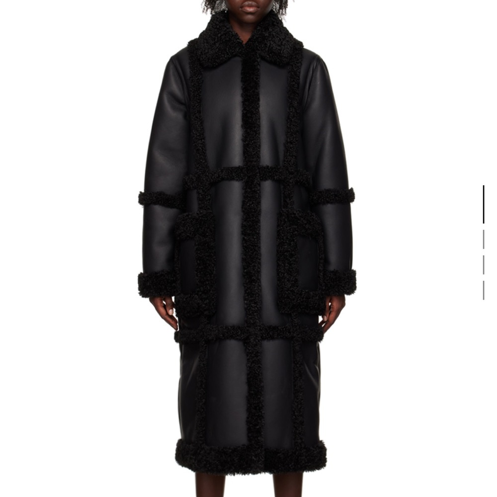 NWT! Stand Studio Faux Leather Shearling Trim Coat